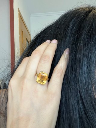 Anillo Oro 18K Citrino Rectangular 5gr