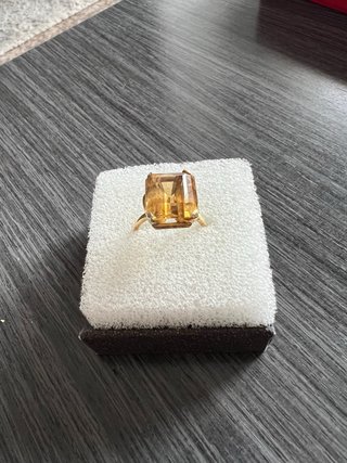 Anillo Oro 18K Citrino Rectangular 5gr