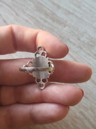 Anillo Vintage Boho Piedra Azul Plateado