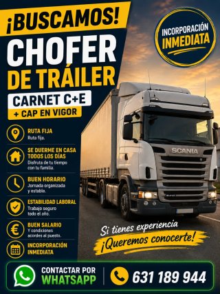 SE BUSCA CHÓFER DE TRÁILER (C+E)