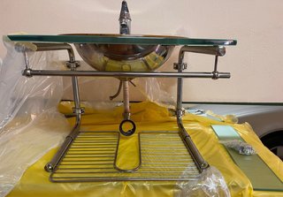 Conjunto mueble baño cristal y metal