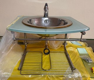 Conjunto mueble baño cristal y metal