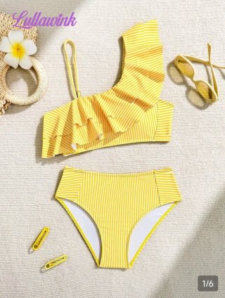Bikini niña rayas amarillas