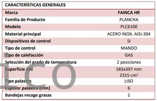 Plancha Gas Acero Laminado Serie 100 - PLC6100