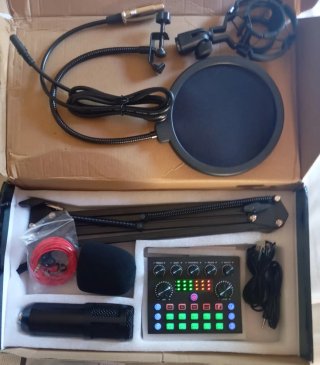 Kit Mesa de Sonido Podcast Micrófono Accesorios