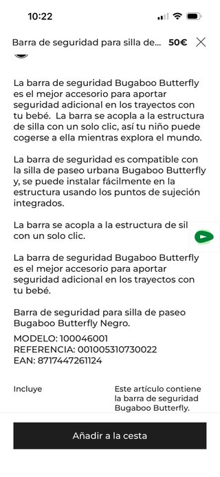 Bugaboo Butterfly Barra Seguridad