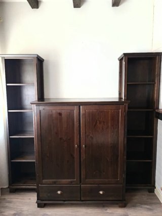 Mueble TV + 2 Estanterías Madera 45 ancho, 192 alt