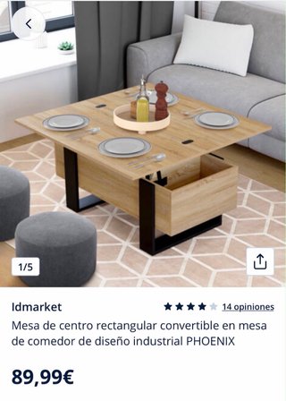 Mesa de centro elevable madera