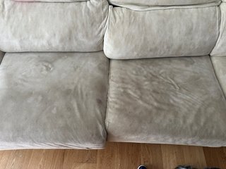 Sofá beige tela 4 plazas usado