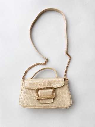 Bolso Zara Beige Cocodrilo Dorado