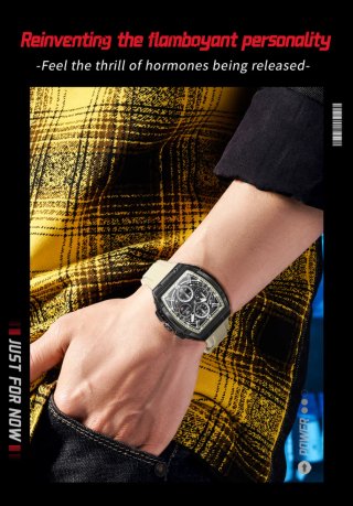 Reloj Olevs Hombre Negro Beige