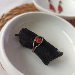 Conjunto Anillo y Pendientes Plata Coral