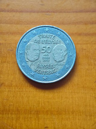 Moneda 2 euros Francia 2013 Tratado de Elíseo