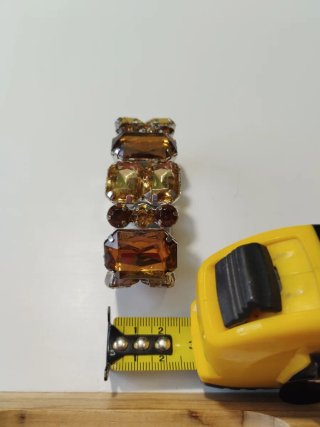 Pulsera elástica pedrería marrón