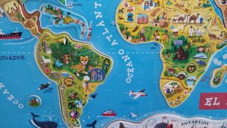 Puzzle madera mapa mundo magnético Janod
