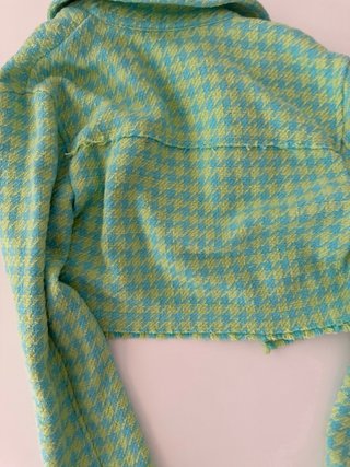 Chaqueta Zara Houndstooth Turquesa y Verde