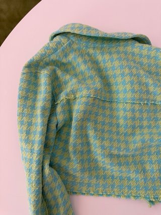 Chaqueta Zara Houndstooth Turquesa y Verde
