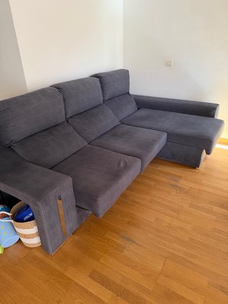 Sofá chaise longue gris 3 plazas