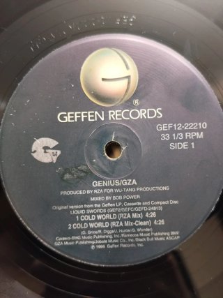 Vinilo Rap Genious GZA - Cold World Remix 12" 1996
