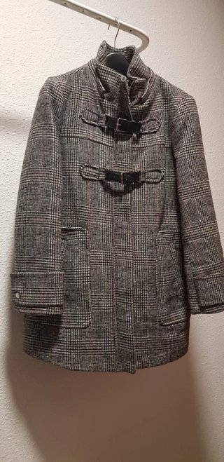 Abrigo cuadros gris multicolor