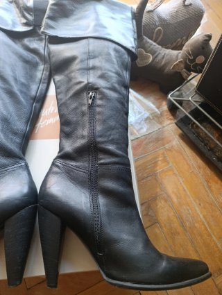 Botas altas corsario piel negras italianas