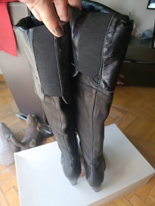 Botas altas corsario piel negras italianas