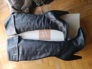 Botas altas corsario piel negras italianas