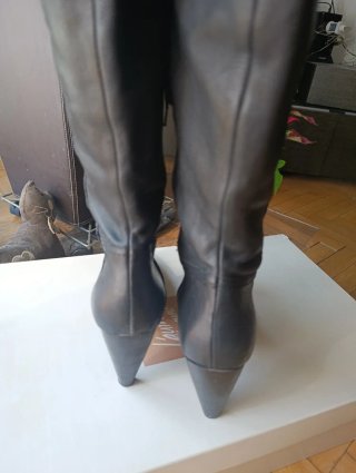Botas altas corsario piel negras italianas