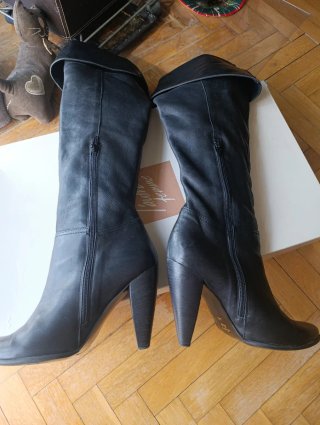 Botas altas corsario piel negras italianas