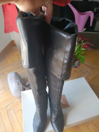 Botas altas corsario piel negras italianas