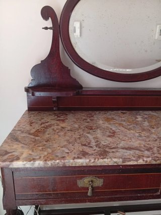 Mueble tocador antiguo mármol y madera