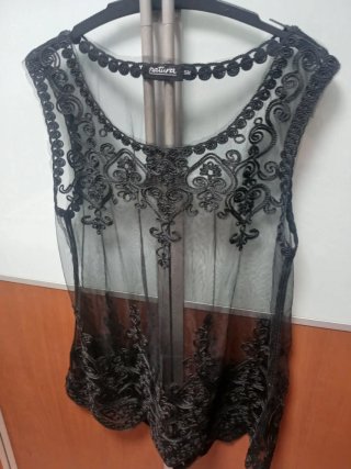 Blusa Malla Transparente Negra Natura Talla S