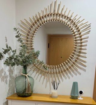 Espejo Sol Wabi Home Bambú y Cristal