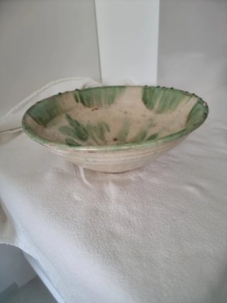 Lebrillo cerámica verde Nijar principios SXX