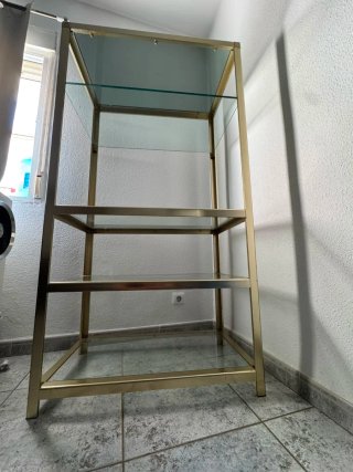 Estantería Metálica y Cristal Dorada