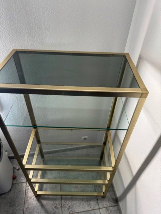 Estantería Metálica y Cristal Dorada