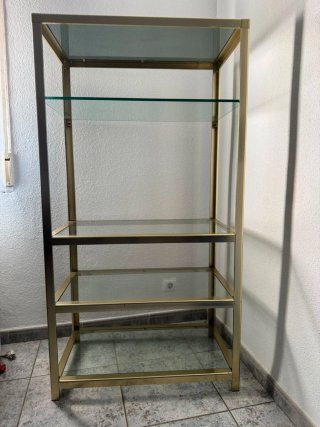 Estantería Metálica y Cristal Dorada
