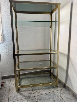 Estantería Metálica y Cristal Dorada