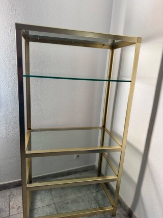 Estantería Metálica y Cristal Dorada