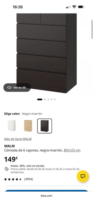 Cómoda Malm Ikea 6 cajones
