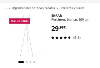 Perchero Ikea Ekrar Blanco 169cm