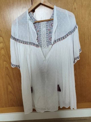 Vestido blanco bordado Zara talla única