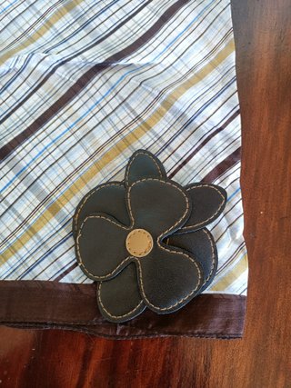 Pañuelo de seda rayas azul y marrón