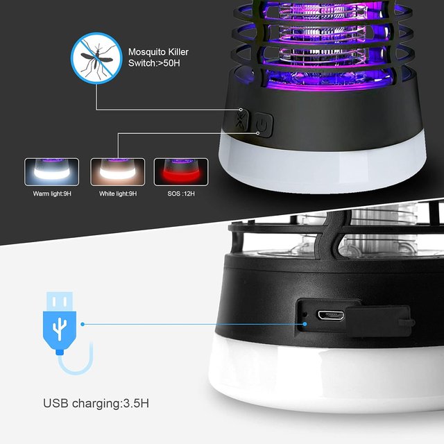 Lámpara antimosquitos portátil 5W 2200mAh USB IP66
