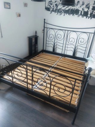 Estructura Cama Matrimonio Hierro Negra