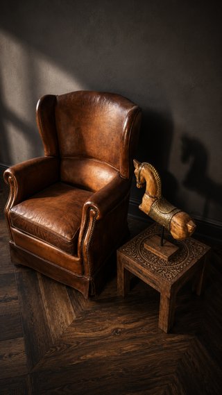 Sillón chester orejero inglés cuero envejecido