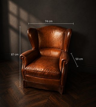 Sillón chester orejero inglés cuero envejecido