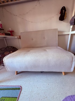 Sofá cama 185x100 cm beige, sin uso