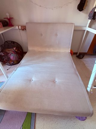 Sofá cama 185x100 cm beige, sin uso