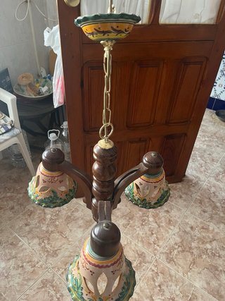 Lámpara de madera y cerámica Puente del Arzobispo